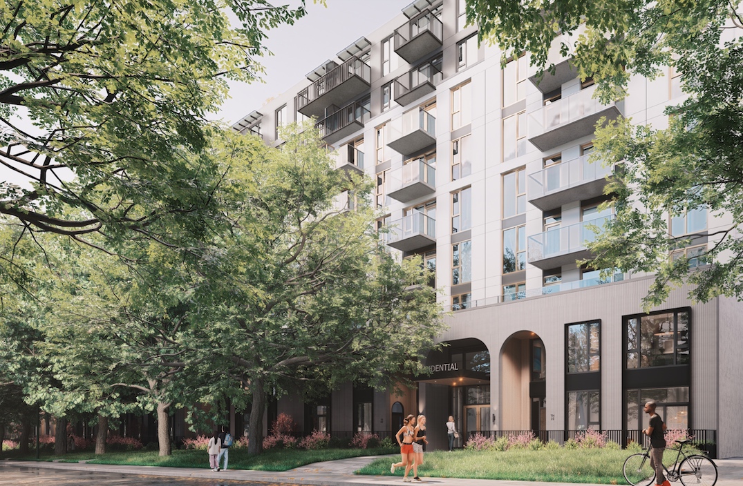 With 42,000 sq ft of floor area, the new replacement Safeway will be considerably larger than the existing store. Primarily above the ground-level commercial uses, the complex will generate 385 secured purpose-built rental homes. The unit size mix is 72 studios, 176 one-bedroom units, 103 two-bedroom units, and 24 three-bedroom units, plus 10 two-storey townhome units that front the building’s rear along West 3rd Avenue. Existing large trees along the property’s West 3rd Avenue frontage will be retained and protected.